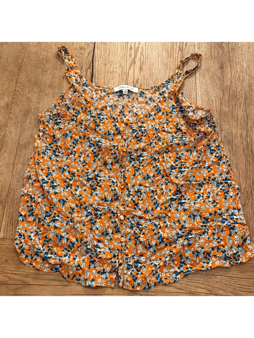 Rose & Olive Orange and Blue Floral Camisole size medium